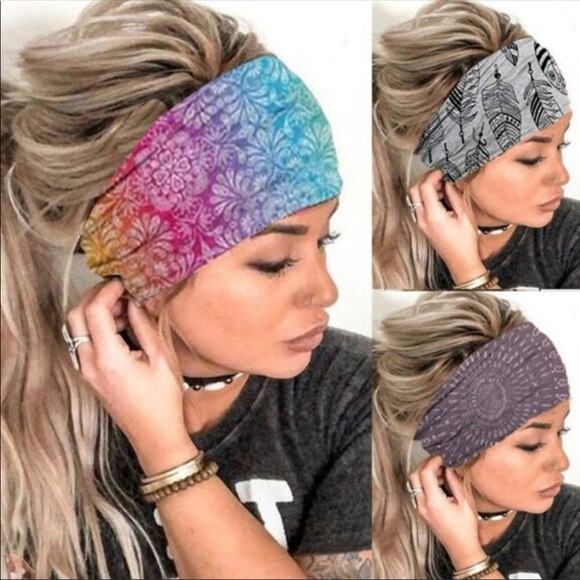 UO 3pc Boho Bandeau Wide Butterfly Floral Headwrap main image 8